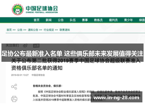 足协公布最新准入名单 这些俱乐部未来发展值得关注